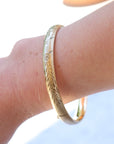Vivian Grace Vintage Bracelet Gold Vintage 12k Gold-Filled Floral Etched Bangle Bracelet- slim design