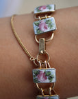 Vivian Grace Vintage Bracelet Gold Vintage Bliss Brothers Painted Floral Enamel Bracelet- Gold Vermeil (circa 1920)