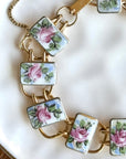 Vivian Grace Vintage Bracelet Gold Vintage Bliss Brothers Painted Floral Enamel Bracelet- Gold Vermeil (circa 1920)