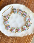 Vivian Grace Vintage Bracelet Gold Vintage Bliss Brothers Painted Floral Enamel Bracelet- Gold Vermeil (circa 1920)