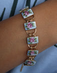 Vivian Grace Vintage Bracelet Gold Vintage Bliss Brothers Painted Floral Enamel Bracelet- Gold Vermeil (circa 1920)
