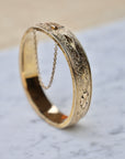 Vivian Grace Vintage Bracelet Gold Vintage Hinged 12k Gold Filled Etched Floral Bangle Bracelet - Hayward