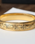 Vivian Grace Vintage Bracelet Gold Vintage Taille D'Epargne Hinged Gold-Filled Etched Bangle Bracelet - Bates & Bacon