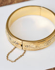 Vivian Grace Vintage Bracelet Gold Vintage Taille D'Epargne Hinged Gold-Filled Etched Bangle Bracelet - Bates & Bacon