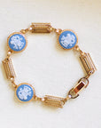 Vivian Grace Vintage Bracelet Vintage 14k Gold Filled Blue Wedgwood Panel Bracelet- Blue Jasperware Cameo