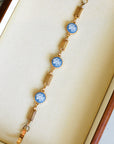 Vivian Grace Vintage Bracelet Vintage 14k Gold Filled Blue Wedgwood Panel Bracelet- Blue Jasperware Cameo