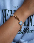 Vivian Grace Vintage Bracelet Vintage 14k Gold Filled Blue Wedgwood Panel Bracelet- Blue Jasperware Cameo