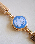 Vivian Grace Vintage Bracelet Vintage 14k Gold Filled Blue Wedgwood Panel Bracelet- Blue Jasperware Cameo