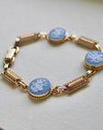 Vivian Grace Vintage Bracelet Vintage 14k Gold Filled Blue Wedgwood Panel Bracelet- Blue Jasperware Cameo