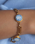 Vivian Grace Vintage Bracelet Vintage 14k Gold Filled Blue Wedgwood Panel Bracelet- Blue Jasperware Cameo