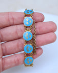 Vivian Grace Vintage Bracelet Vintage Blue Enamel Gilt Panel Bracelet by Sporrong