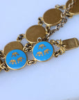 Vivian Grace Vintage Bracelet Vintage Blue Enamel Gilt Panel Bracelet by Sporrong