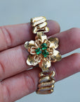 Vivian Grace Vintage Bracelet Vintage Emerald Paste Flower Sweetheart Expansion Bracelet (circa 1940)- 1/20 12k Gold Filled