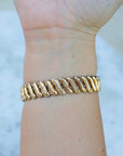 Vivian Grace Vintage Bracelet Vintage Emerald Paste Flower Sweetheart Expansion Bracelet (circa 1940)- 1/20 12k Gold Filled