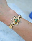 Vivian Grace Vintage Bracelet Vintage Emerald Paste Flower Sweetheart Expansion Bracelet (circa 1940)- 1/20 12k Gold Filled