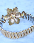 Vivian Grace Vintage Bracelet Vintage Emerald Paste Flower Sweetheart Expansion Bracelet (circa 1940)- 1/20 12k Gold Filled