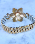 Vivian Grace Vintage Bracelet Vintage Emerald Paste Flower Sweetheart Expansion Bracelet (circa 1940)- 1/20 12k Gold Filled