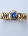 Vivian Grace Vintage Bracelet Vintage Gold Filled Sweetheart Expansion Bracelet - Blue Glass Gemstone (circa 1930)
