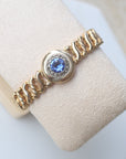 Vivian Grace Vintage Bracelet Vintage Gold Filled Sweetheart Expansion Bracelet - Blue Glass Gemstone (circa 1930)