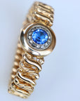 Vivian Grace Vintage Bracelet Vintage Gold Filled Sweetheart Expansion Bracelet - Blue Glass Gemstone (circa 1930)