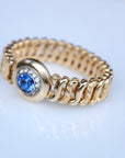Vivian Grace Vintage Bracelet Vintage Gold Filled Sweetheart Expansion Bracelet - Blue Glass Gemstone (circa 1930)