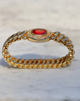 Vivian Grace Vintage Bracelet Vintage Gold Filled Sweetheart Expansion Bracelet - Red Glass Gemstone (circa 1930)
