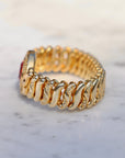 Vivian Grace Vintage Bracelet Vintage Gold Filled Sweetheart Expansion Bracelet - Red Glass Gemstone (circa 1930)