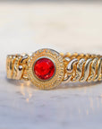 Vivian Grace Vintage Bracelet Vintage Gold Filled Sweetheart Expansion Bracelet - Red Glass Gemstone (circa 1930)