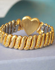 Vivian Grace Vintage Gold Marvel 12k Gold Filled Mother of Pearl Heart Locket Sweetheart Bracelet - Vintage