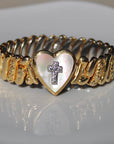 Vivian Grace Vintage Gold Marvel 12k Gold Filled Mother of Pearl Heart Locket Sweetheart Bracelet - Vintage