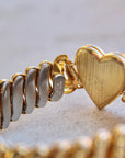 Vivian Grace Vintage Gold Marvel 12k Gold Filled Mother of Pearl Heart Locket Sweetheart Bracelet - Vintage