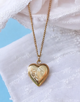 Vivian Grace Vintage Necklace Vintage Floral Heart Locket - 12k Gold Filled