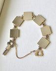 Vivian Grace Vintage Pink Rose Guilloche Mother of Pearl Panel Bracelet