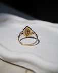 Vivian Grace Vintage Ring Antique 18k Gold Sapphire Pearl Navette Ring- (dated 1903)