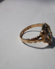 Vivian Grace Vintage Ring Antique 18k Gold Sapphire Pearl Navette Ring- (dated 1903)