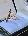 Vivian Grace Vintage Ring Victorian 14k Gold Ruby and Diamond Navette Ring- (mid 1800s)