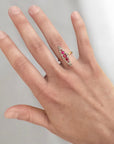 Vivian Grace Vintage Ring Victorian 14k Gold Ruby and Diamond Navette Ring- (mid 1800s)