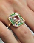 Vivian Grace Emerald Morganite Mosaic Cocktail Ring