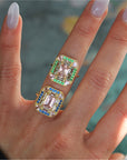 Vivian Grace Emerald Morganite Mosaic Cocktail Ring