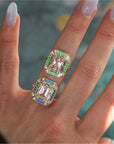 Vivian Grace Emerald Morganite Mosaic Cocktail Ring