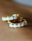 Vivian Grace Jewelry Earrings Gold Opal Huggies