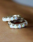 Vivian Grace Jewelry Earrings Silver Opal Huggies