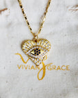Vivian Grace Jewelry Necklace Gold Evil Eye Heart Pendant