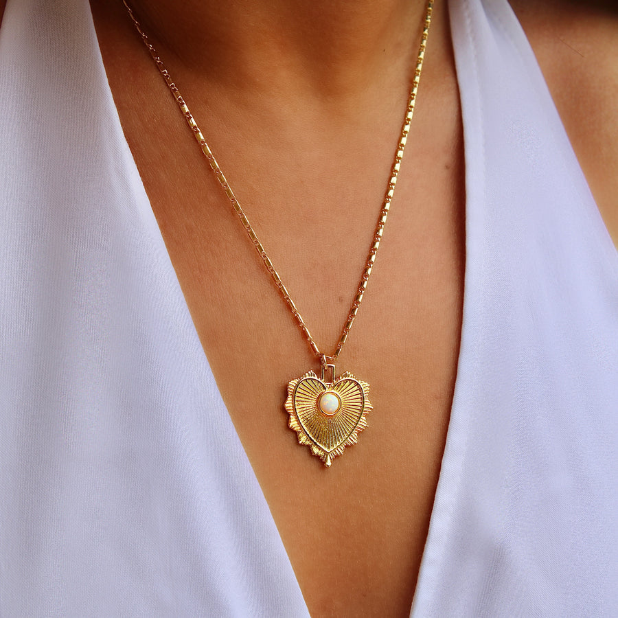 Vivian Grace Jewelry Necklace Gold Gold-Filled Opal Heart Pendant