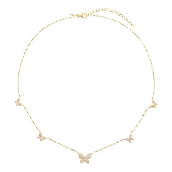 Vivian Grace Jewelry Necklace Gold Pave Butterfly Necklace