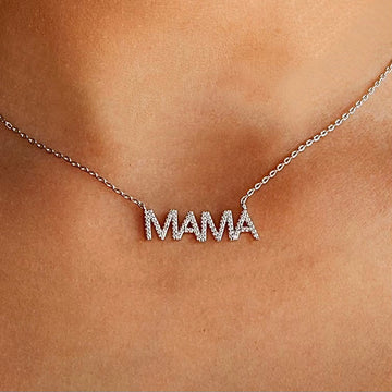 Vivian Grace Jewelry Necklaces Silver Pave MAMA Necklace