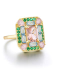 Vivian Grace Jewelry Ring Emerald Morganite Mosaic Cocktail Ring