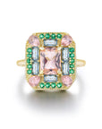 Vivian Grace Jewelry Ring Emerald Morganite Mosaic Cocktail Ring