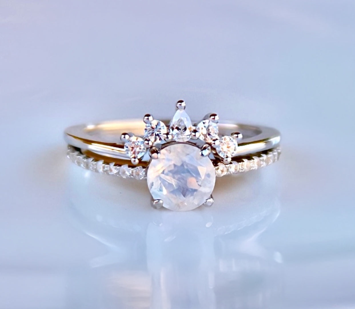 Petite Ava Moonstone Ring Set – Vivian Grace Petite Ava Moonstone Ring Set – Vivian Grace