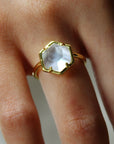 Vivian Grace Jewelry Ring Sashi Mother of Pearl Hexagon Ring